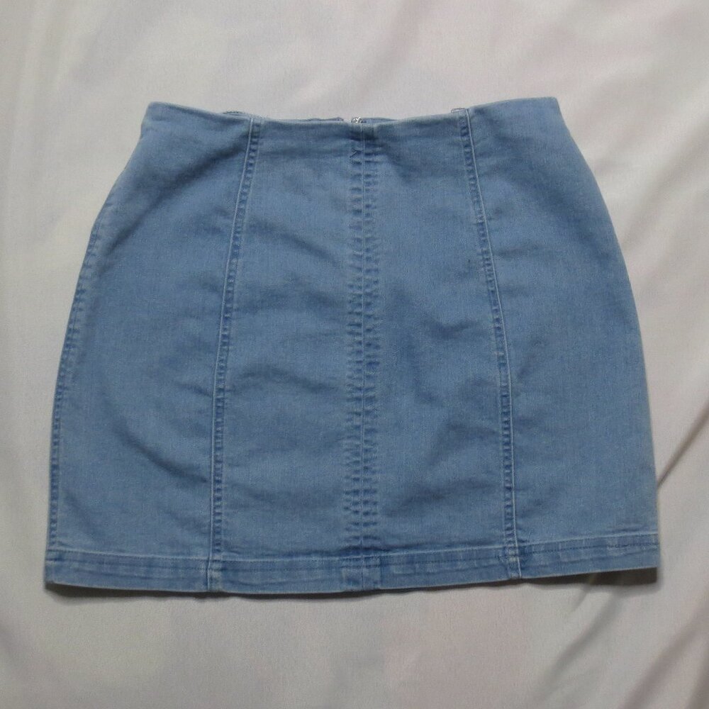 4/$14 HONEY BELLE womens SKIRT denim JEAN mini 80's retro BLUE fitted SIZE M - Picture 1 of 10